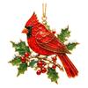 Winter Bird Gift for Friends Christmas Ornament, 2D Acrylic Hanging Decor with Gold Edge, Festive Garlands Red Hummingbird Blue Jay, Holiday