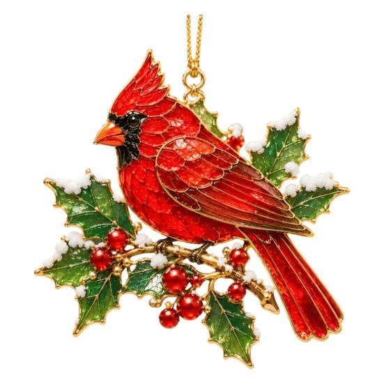 Winter Bird Gift for Friends Christmas Ornament, 2D Acrylic Hanging Decor with Gold Edge, Festive Garlands Red Hummingbird Blue Jay, Holiday