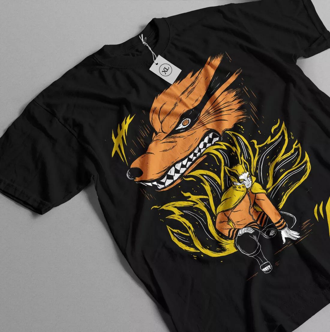 

Футболка Наруто Режим Бариона футболка Кьюби Курама футболка Аниме Манга футболка Графическая футболка 4XL