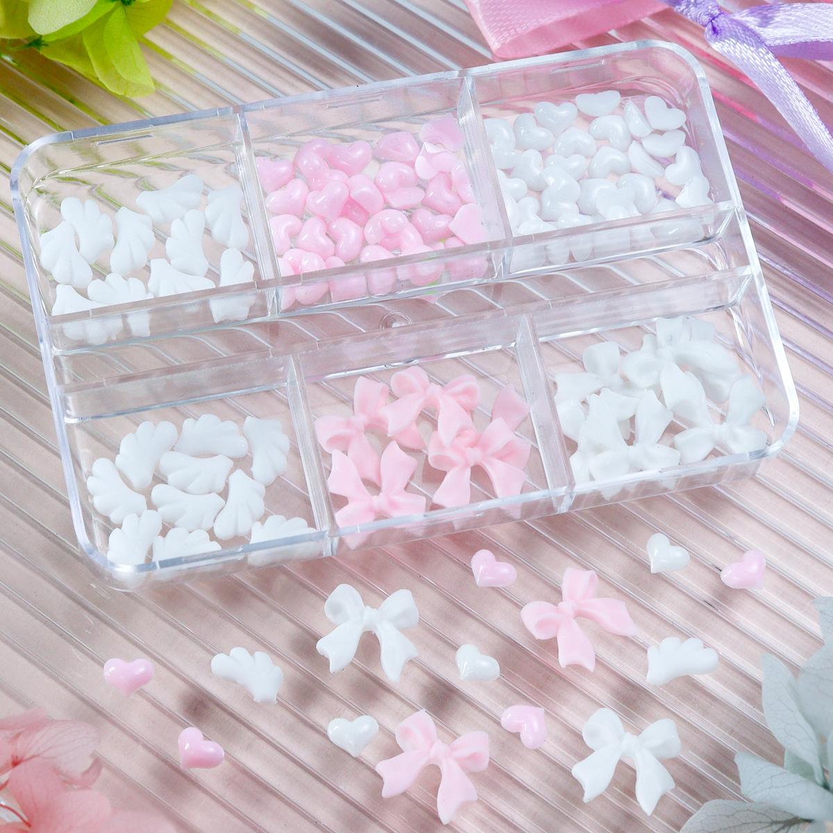 

Крылья Сердцевидные 3D Шармы для Нейл-Арта с Сердечками Любви Аксессуары для Ногтей Розовый Бант Лента Украшение для Нейл-Арта DIY Дизайн Материалы
