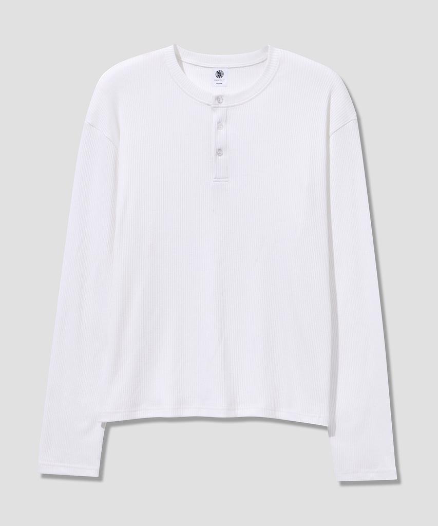 AGOD Soft Henley Neck Long Sleeve [White]