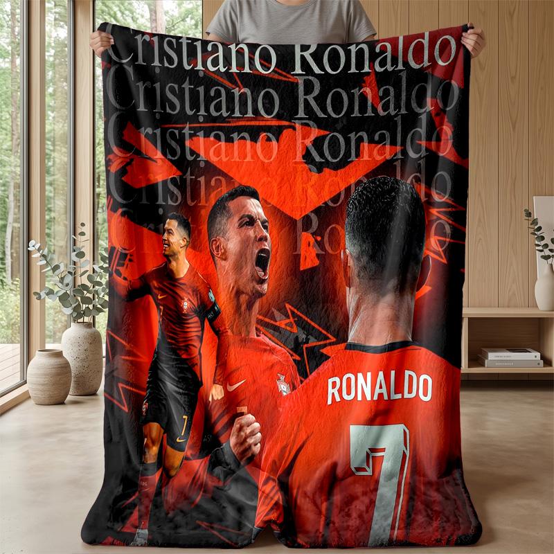 Cristiano Ronaldo Theme Blanket Soft Flannel Blanket Plush Throw Blanket Cozy Sofa Bed Blanket for Home Decor