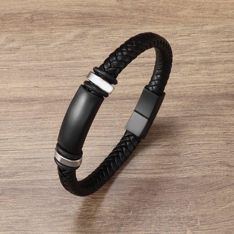 Classic Punk Metal Magnetic Clasp Multilayer Leather Bracelet for Men High Quality Handsome Party Jewelry Male Birthday Gift