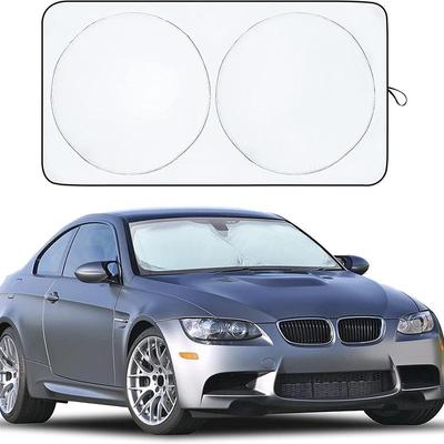 Foldable Double-Ring Titanium Silver Car Windshield Sunshade