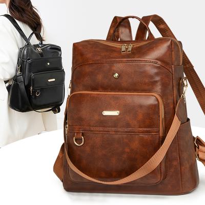 Mode Vintage Design Damen Rucksäcke Berühmte Marke Hochwertiges Leder Reise Rucksack Damen Große Kapazität Schulter Handtaschen
