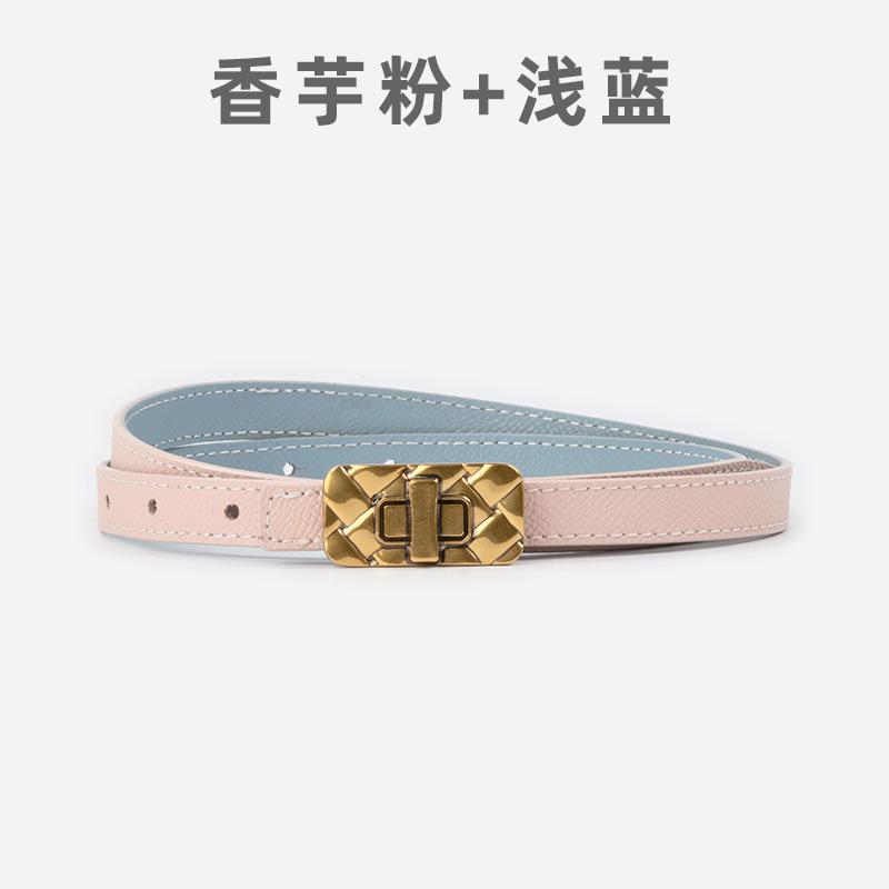 

Женский тонкий ремень из кожи двойного назначения, из коровьей кожи с повседневными брюками, украшением для юбки, женский двусторонний ремень 105cm