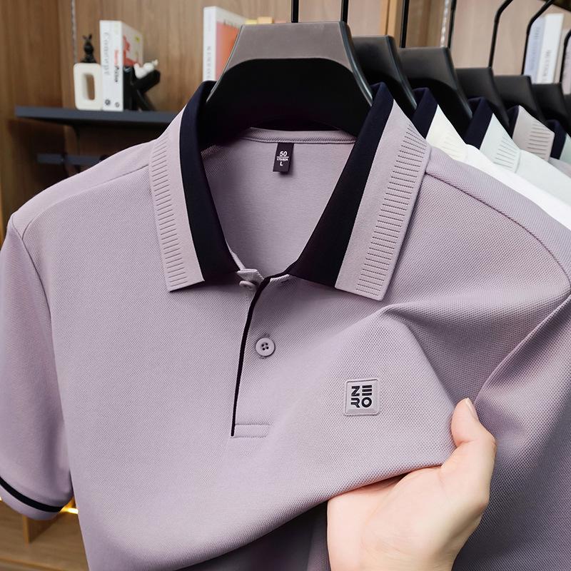 Men's Bamboo Fiber Short-Sleeve Polo - Casual, Fashionable, Breathable, Lapel T-Shirt