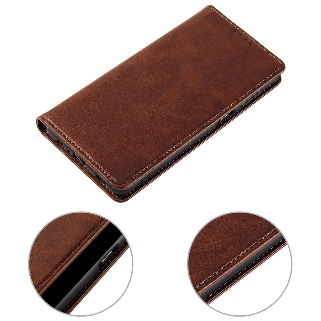 For Samsung Galaxy A12 Flip Leather Phone Wallet Case Stand Calf Texture Magnetic Protective Phone Cover