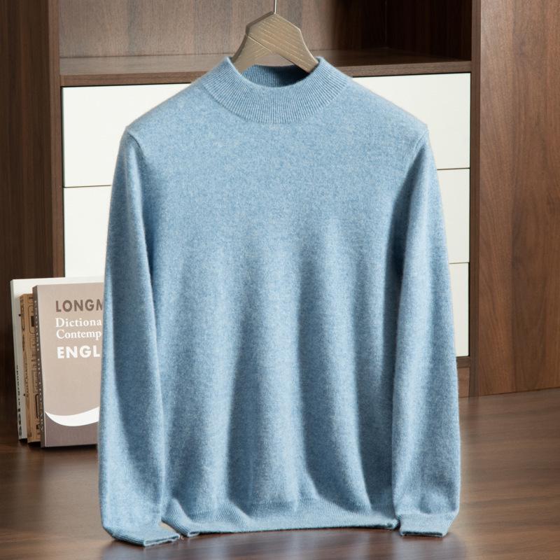 Men's Autumn-Winter Cashmere Half-High Neck Business Pullover Sweater