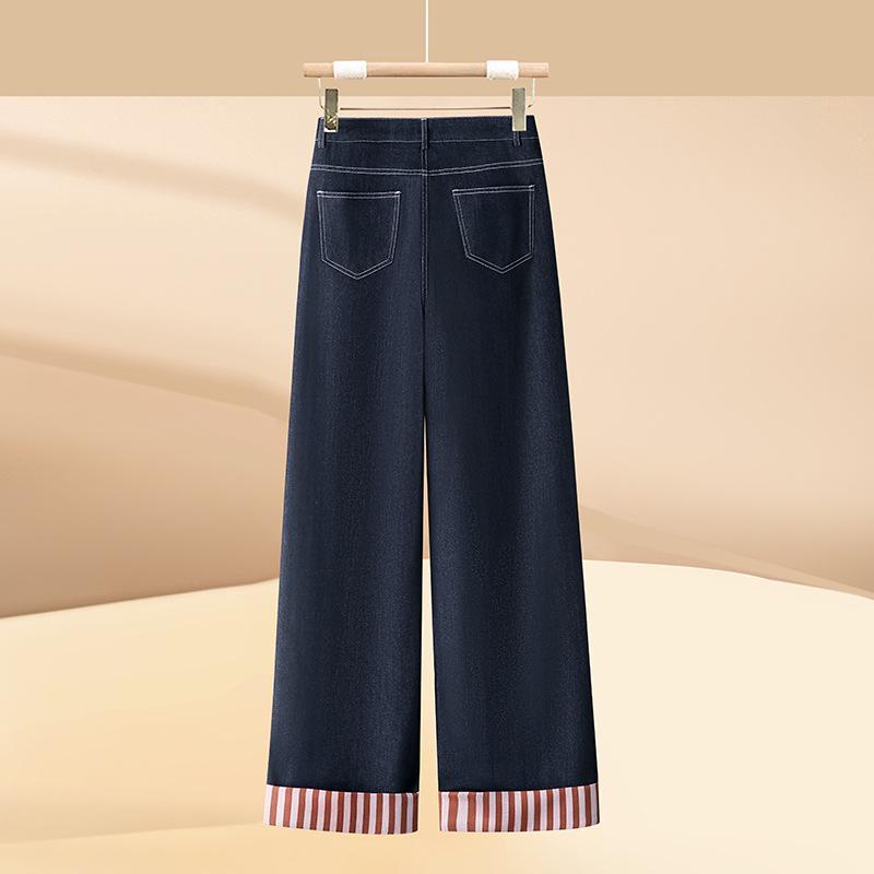 

Women s Wide-Leg High-Waisted Dark Blue Jeans - Retro Style for Spring 2025 28, recommended weight 110 jin темно-синього кольору