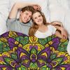 1pc Vibrant Abstract Floral Pattern Throw Blanket - Soft Flannel All-Season Warmth, Mixed Colors, Contemporary Geometric Design