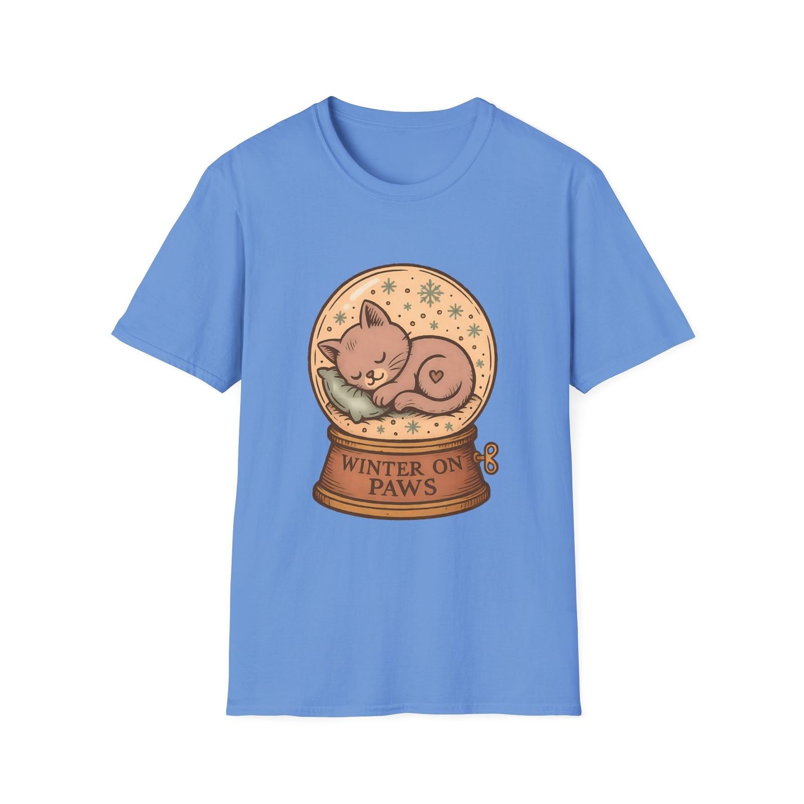 Unisex Softstyle T-Shirt Mens Womens Tees Top Sleeping Cat Pillow Snowglobe Cozy Winter Christmas 3XL