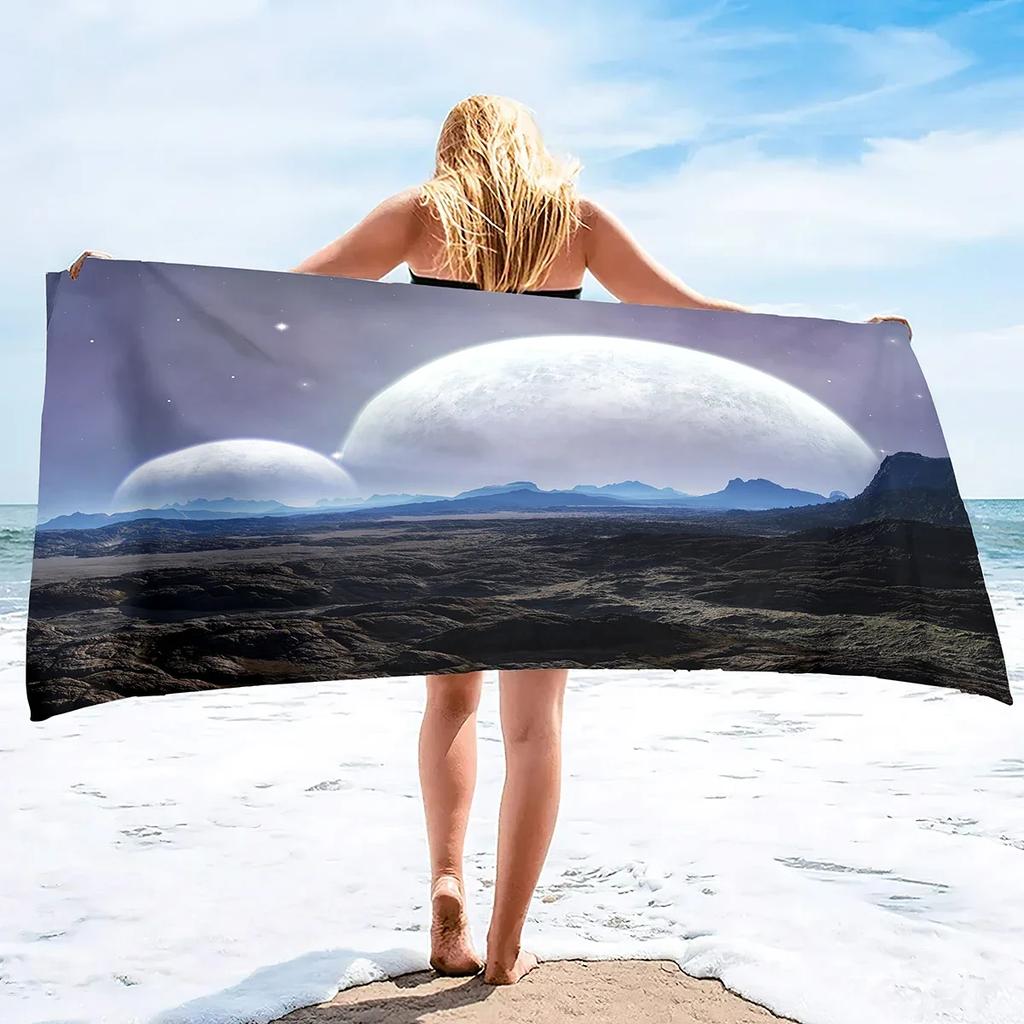 Microfiber Moon Beach Towel Oversized,Quick-dry Bath Towel,Super Absorbent Beach Towels Sandless for Bathroom Swim Sport Shower