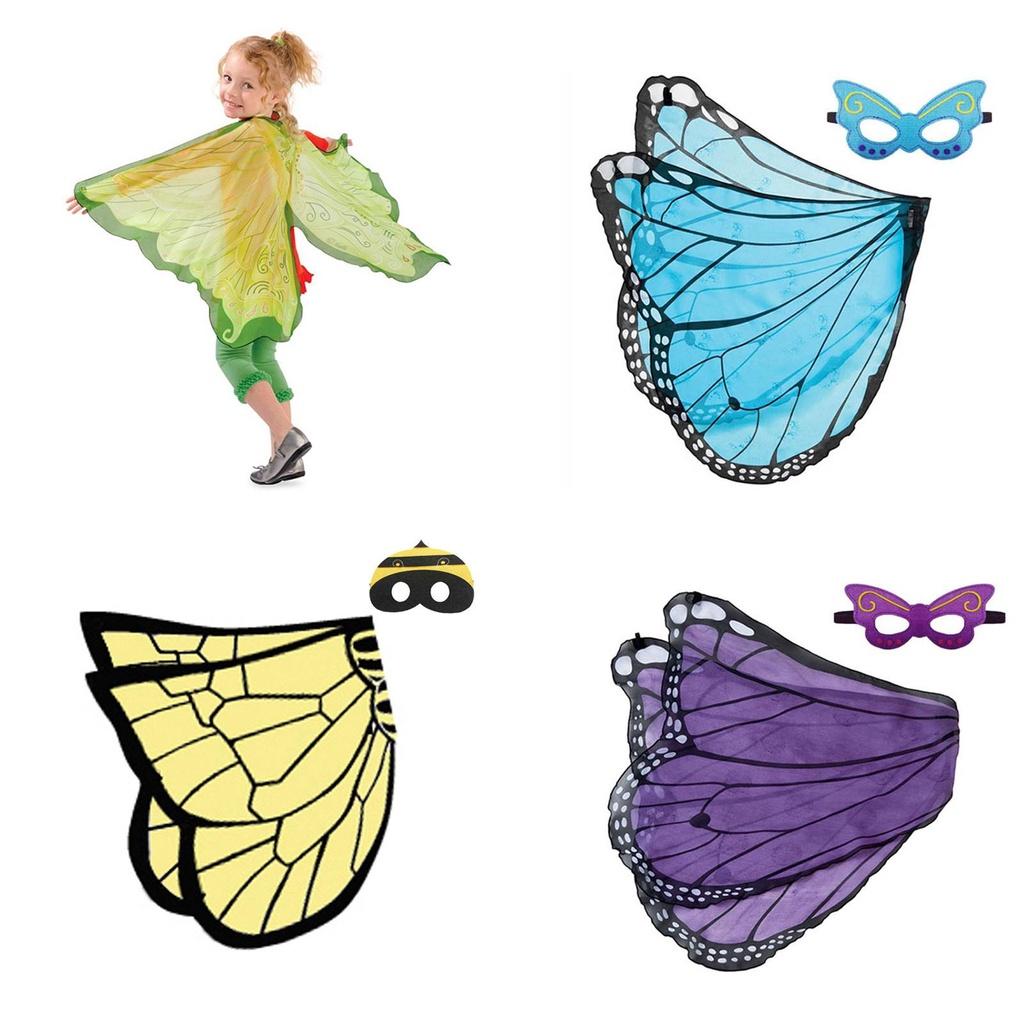 Children Halloween Butterfly Wings Cape Cloak Costume With Mask Unique And Colorful Cosplay Attire