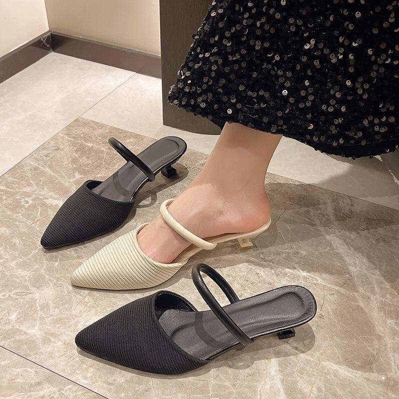 Wear two sandals 2025 spring and summer Internet celebrities new heel fashion comfortable breathable high heels versatile bag head slippers