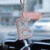 1pc Rhinestone A-Z Letter Car Rearview Mirror Pendant, Car Interior Decor