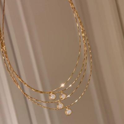 24k Gold Plated Sparkling Bubble Necklace Women Trendy Chic Delicate Luxury Pendant Collar