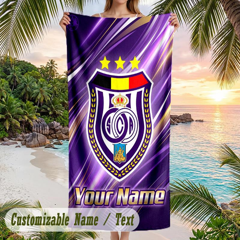 Beach Towel Anderlecht FC Print Custom Name Text Soft Towel for Swimming Pool