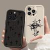 Luxury Black Cross Print Phone Case For Samsung Galaxy S25 Ultra S24 Plus S23 FE S22 S21 S20 A55 A54 Shockproof Soft Funda Cover