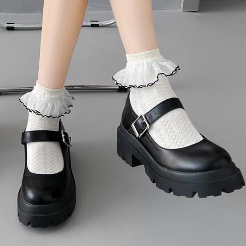 Milky White Bow Lace Socks Women Cute Lolita Japanese Jk Lace Socks Lolita Sweat-Absorbent Mid-Tube Socks
