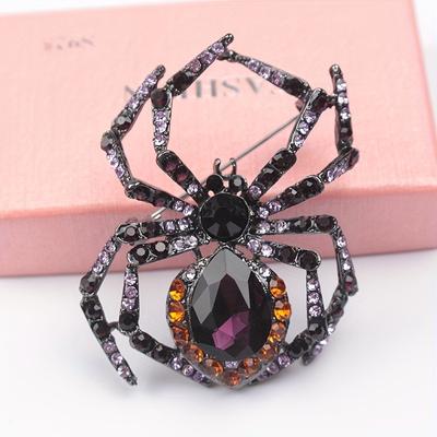 Broșă retro cu diamant negru, cu păianjen, personalizată, incrustată cu diamante, accesorii creative la modă versatile
