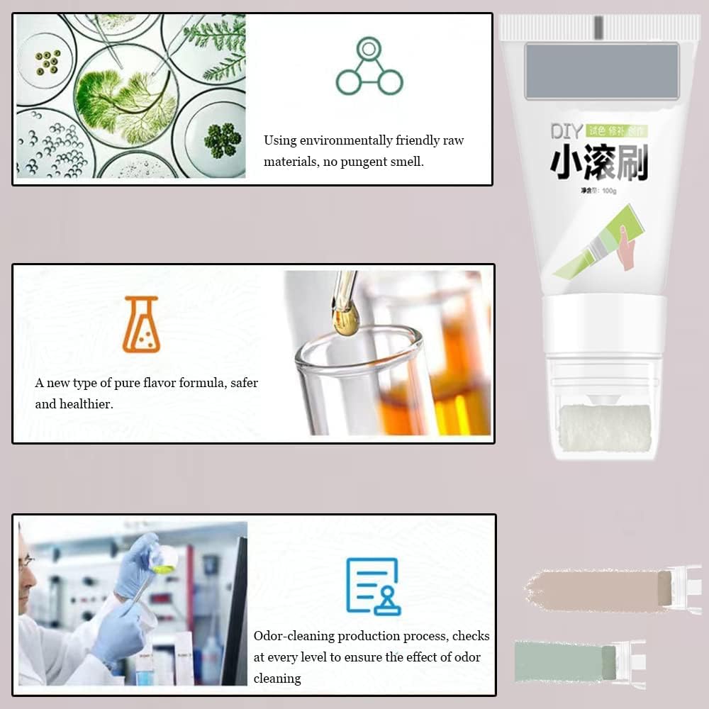 2 IN 1 Small Wall Repair Paste Roller 100g DIY Patching Wall Latex Paint Drywall Repaint Brush Wall Advertisements Renovation