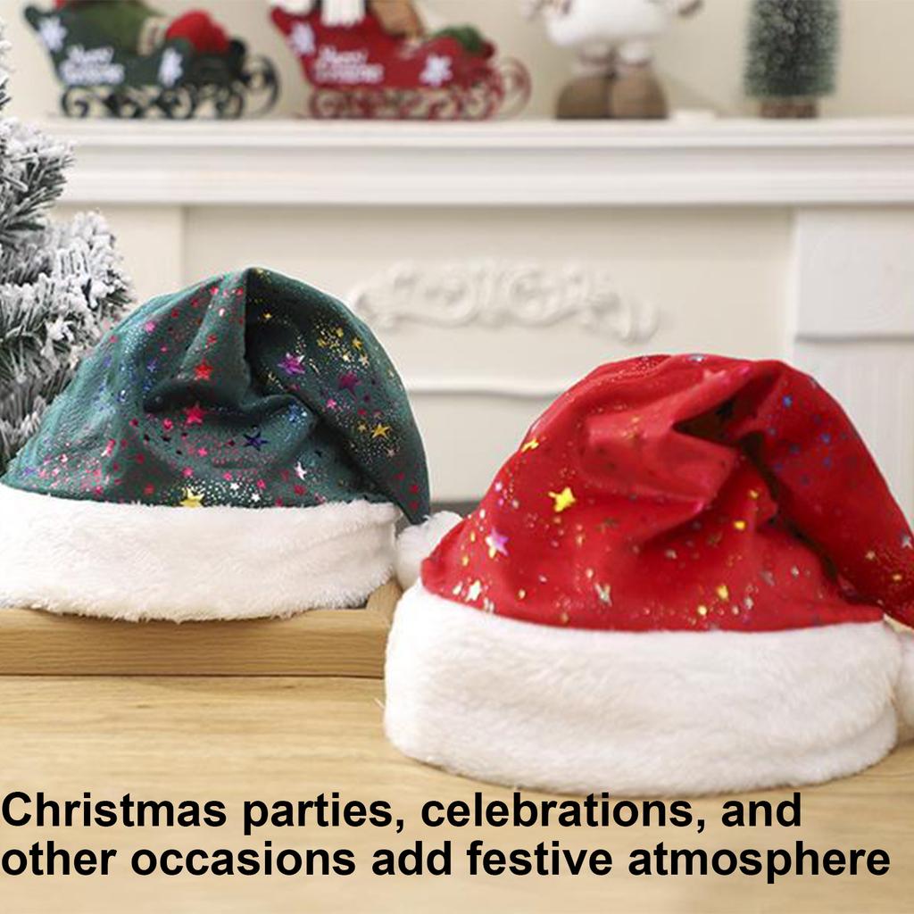 Durability Santa Hat Office Celebration Christmas Hat Plush Velvets Santa Hat for Men and Women