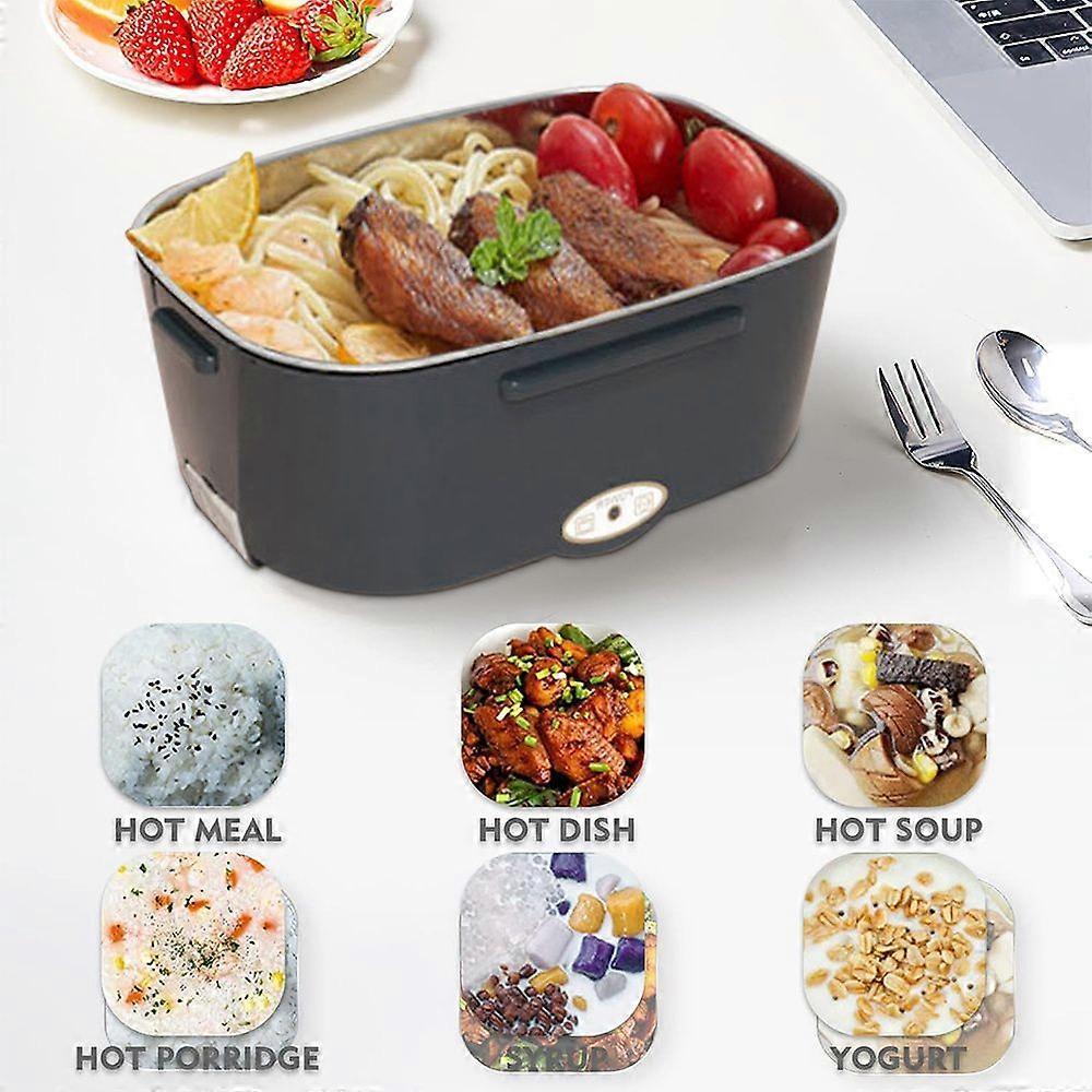 Efficient Heated Lunch Box Set, Heated Lunch Boxes with 304 Stainless Steel Inner, 1.5L Heatable Lunch Box for Car/Truck/Office /Travel