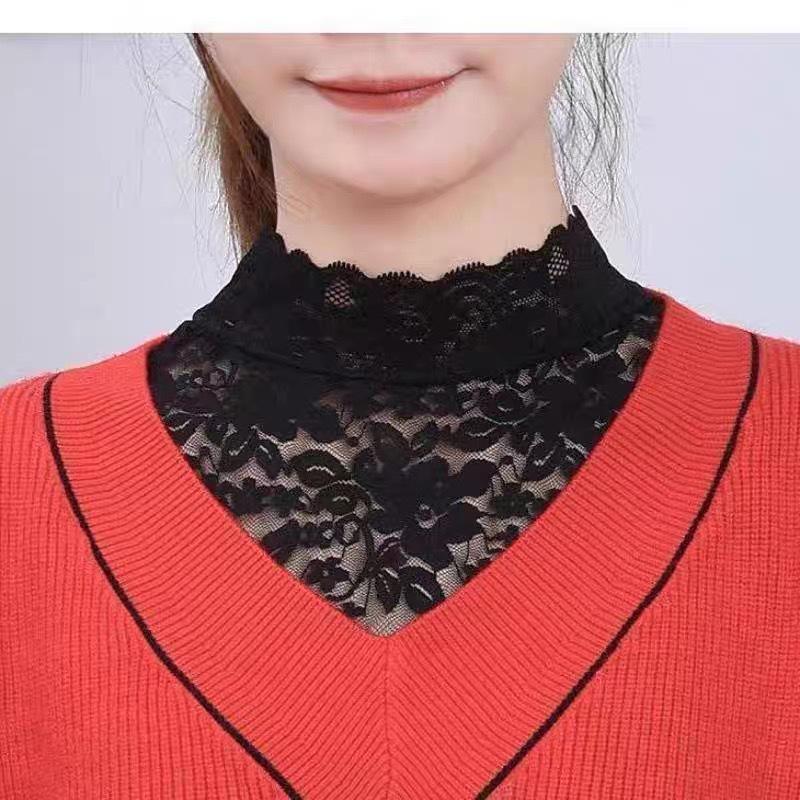 Versatile Black & White High-Elastic Lace Collar for Women's Autumn/Winter Sweaters