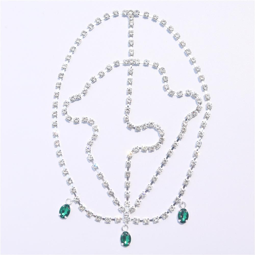 European and American Multi-Layer Forehead Lace Ethnic Water Drop Pendant Party Rhinestone Hair Chain Accessories Wholesale