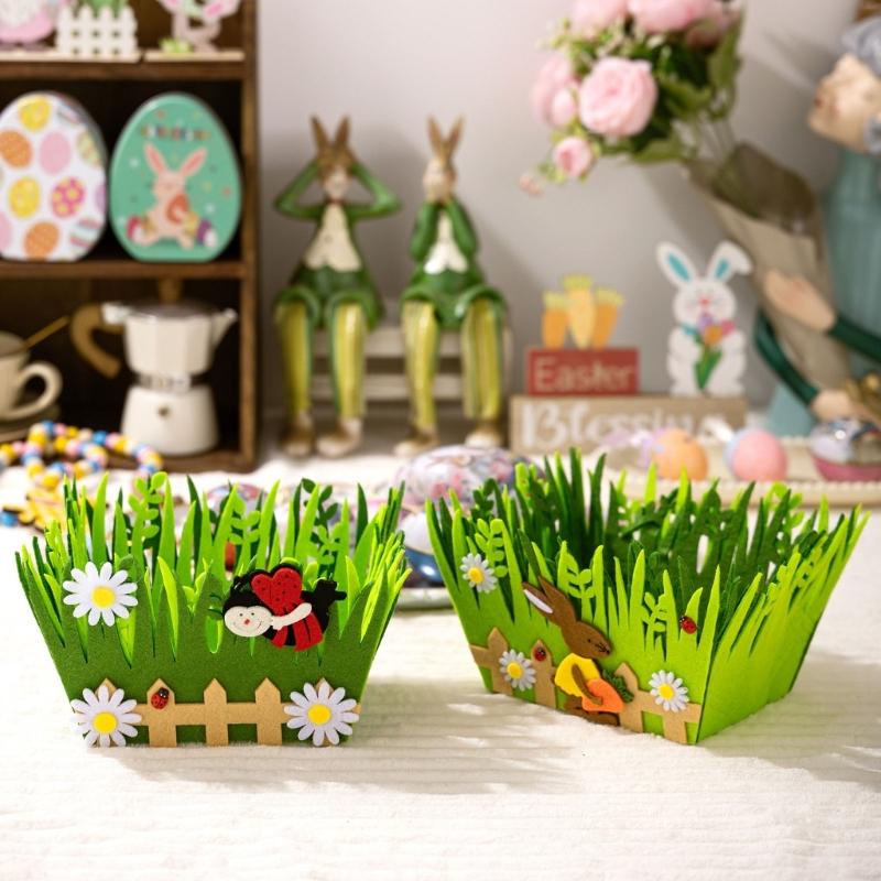 User Friendly Green Rabbit Basket Easters Celebration Decors for Easters Festivities Perfect for Kids and Family Gatherings