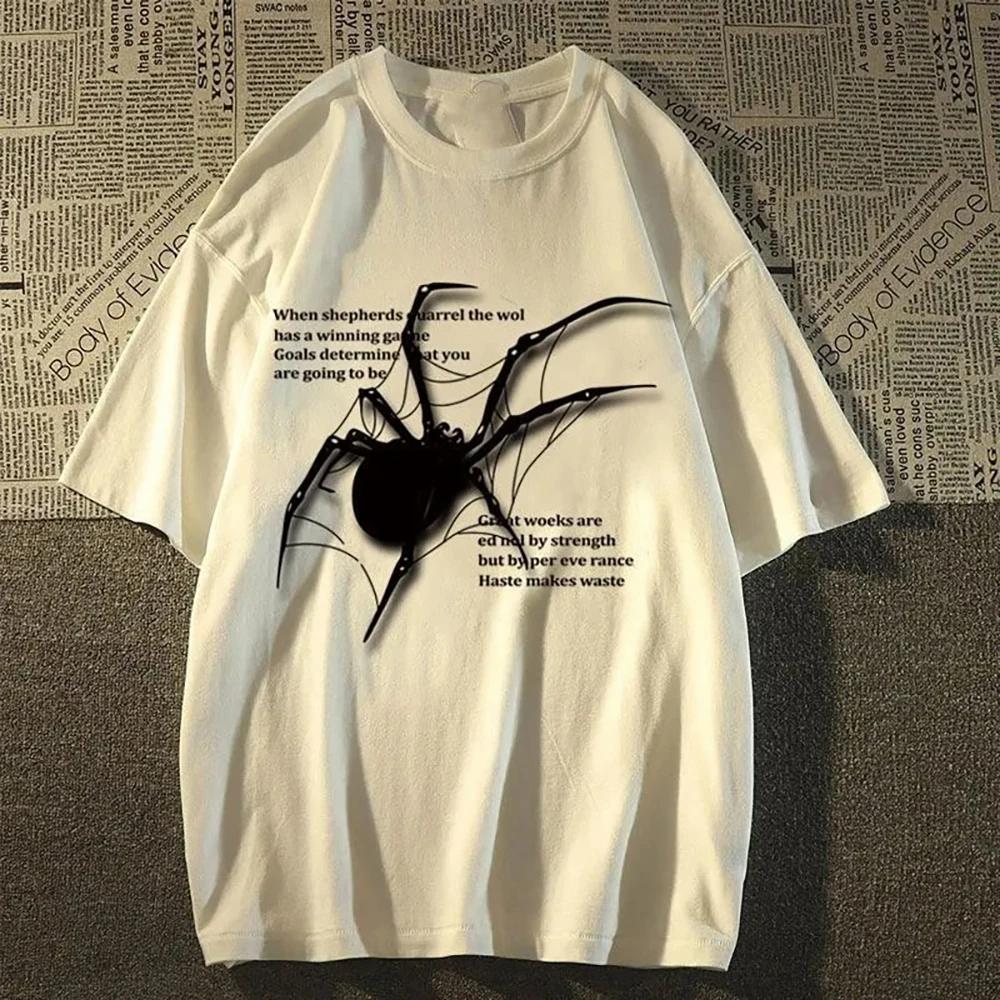

Womens Clothing Streetwear Spider Graphic Short Sleeve TShirts Acubi Harajuku Egirl Grunge Aesthetic Tops 61574 S