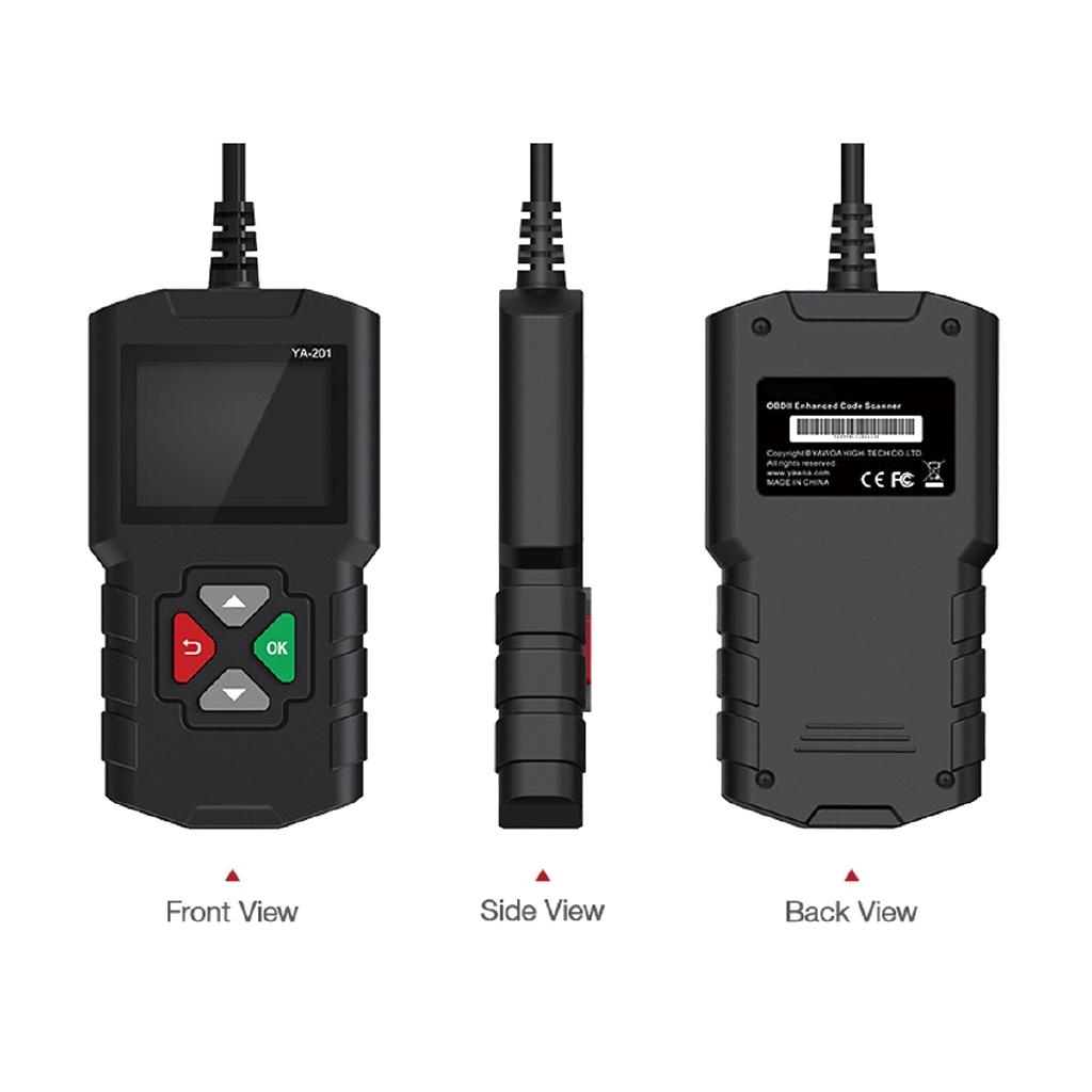 YA-201 OBD2 Car Auto Diagnostic Tool Fault Error Codes Read Clear OBD Automotive Scanner Support for Multiple ECU Modules 12V