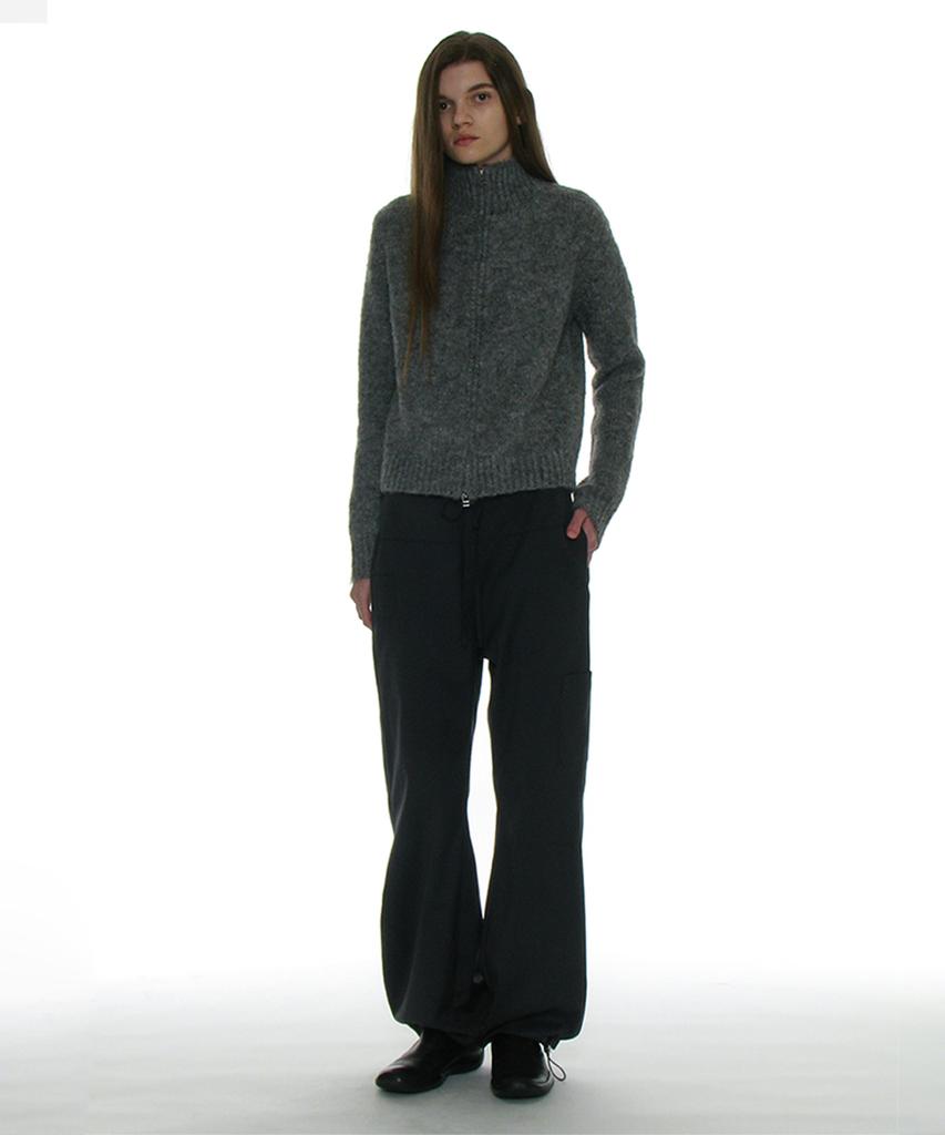 PARTIMENTO WOMEN Drawstring Rounding Slacks_Charcoal