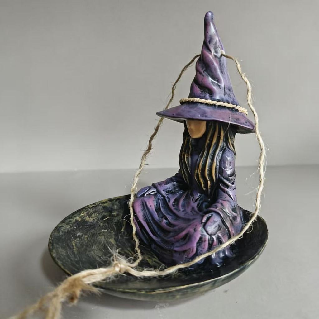 Witch Bird Feeder Resin Garden Decor With Hanging Design For Outdoor Use