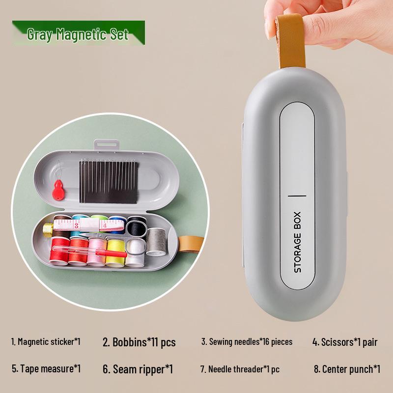 Portable Magnetic Sewing Kit: Multifunctional Home Sewing Tools with Needle and Thread Box.