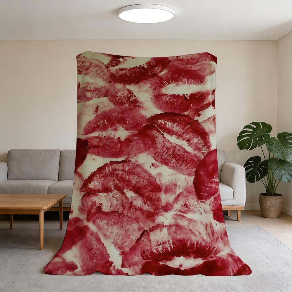 

Fiery Red Lips Blanket Flannel Warm Soft Throw Blanket For Room Sofa Childish Birthday Gifts 75x90cm