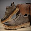 Men's Genuine Leather Retro Large Size Ultra-light Handmade Casual Shoes Men's High-top Ankle Boots