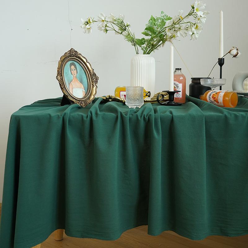 Pure Color Tablecloth Crinkle Cotton Washable Table Cover Tablecloths for Rectangle Table Baby Shower Kitchen Party Wedding Deco