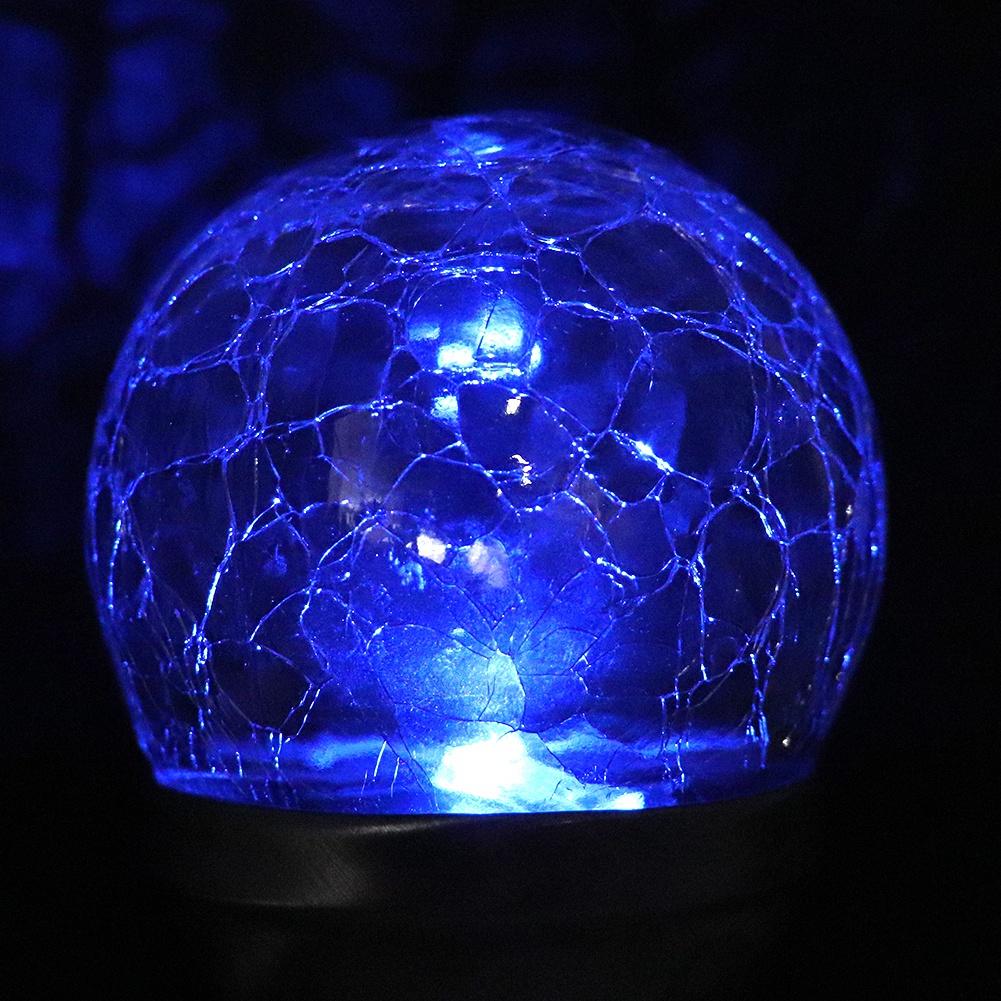 2Pcs Waterproof Led Solar Powered Garden Lamp Courtyard Stake Crackle Round Ball Lights