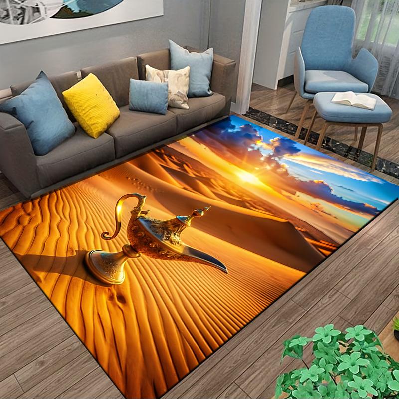 "Golden Magic Lamp Desert Sunset Carpet for Bedroom Home Decor" Suitable for use as an anti-slip for living room bedroom sofas