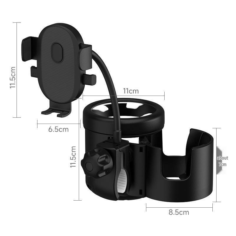 Universal Stroller Cup & Phone Holder with Hook - Perfect for Bottles, Children's Cups, and Milk Tea