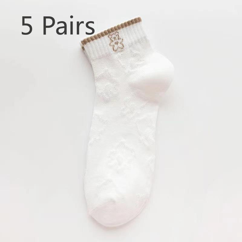 

5 пар летних белых носков с медведями, женские короткие носки, низкие, дышащие, женские носки, весенне-летние короткие носки-следки для женщин 5 pair