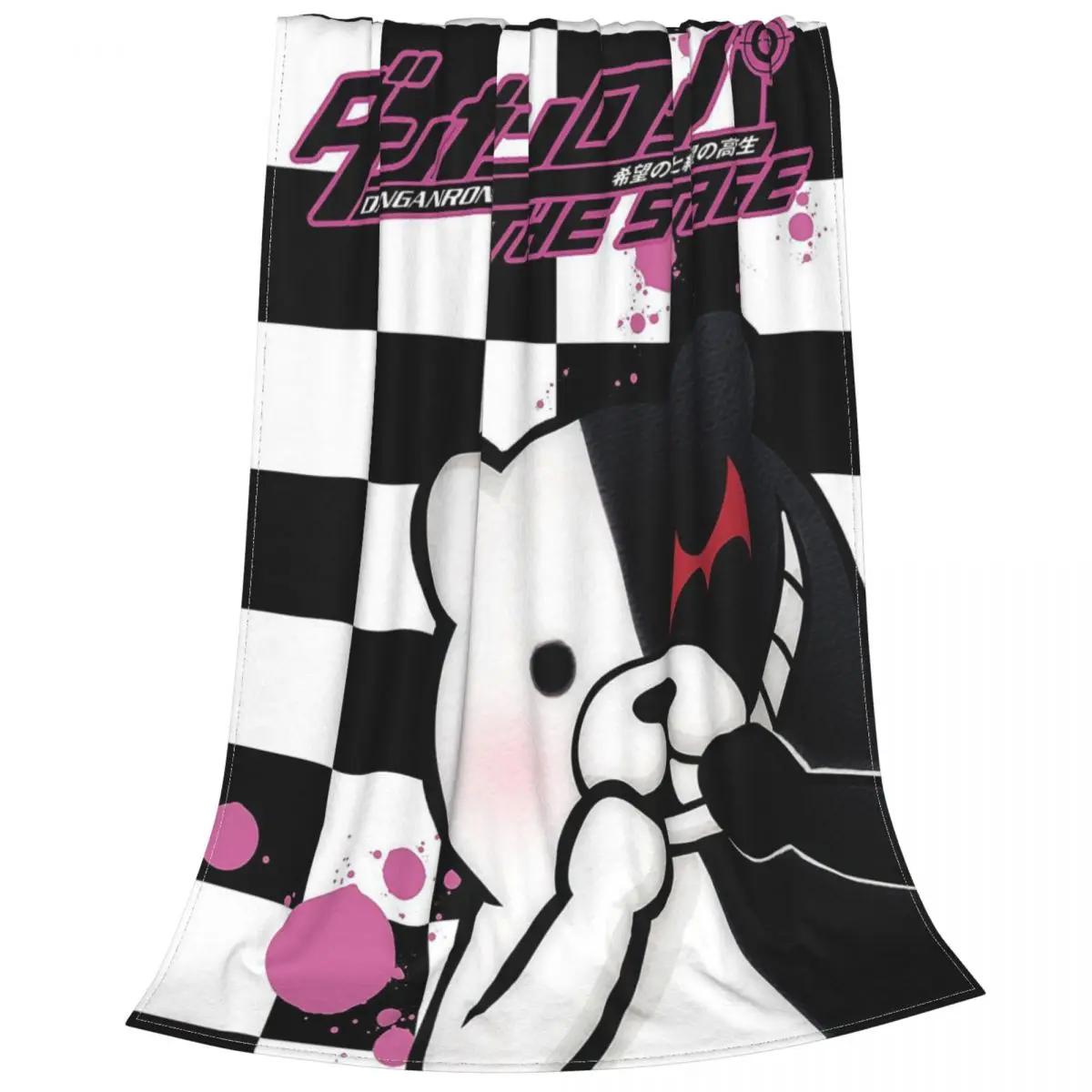 

Вязаные пледы Monokuma Фланелевые Danganronpa Аниме Ультра-мягкие пледы для кровати Спальни Одеяло 75x90cm