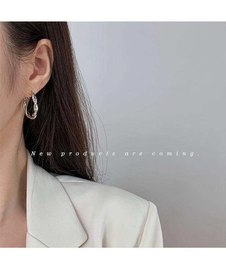 Twist Twist Personalized Earrings Geometric Round Design Earrings Women'S Simple Temperament Earrings