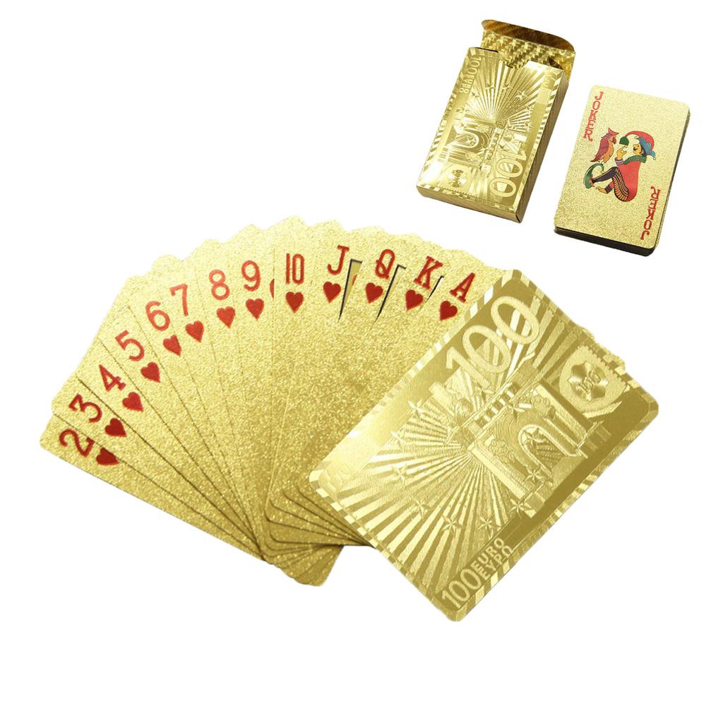 55Pcs Golden Plastic Poker Cards Set, Gold Foil Playing Cards For Magic Tricks & Entertainment, Durable Waterproof Casino Cards