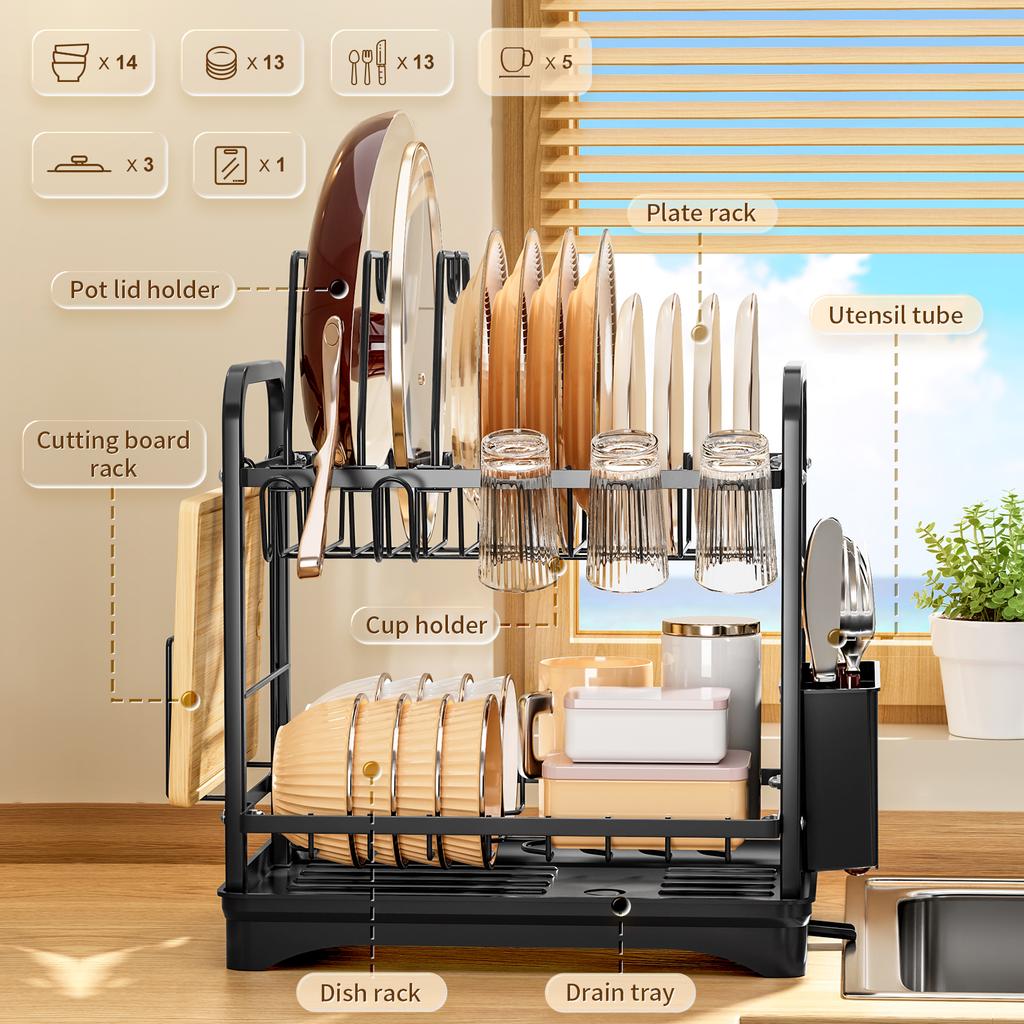 Double-Layer Square Tube Door-Shaped Dish Rack (Pot Line Type)