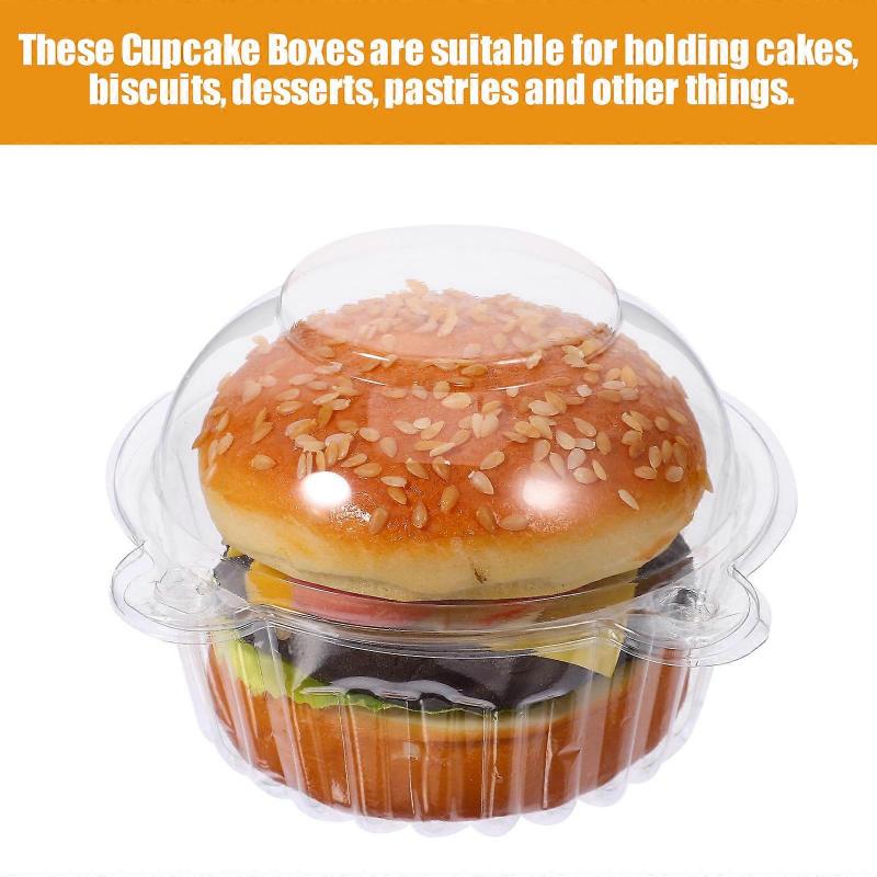 Clear PET Cupcake Boxes for Storage Use Transparent Foodgrade Cake Containers with Lids 50 Pieces