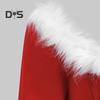 Christmas Performance Dress Fluffy Square Neck Pure Color A-line Irregular Hem Button Decor Festive Stage Show Santa Cosplay Costume New Year Party