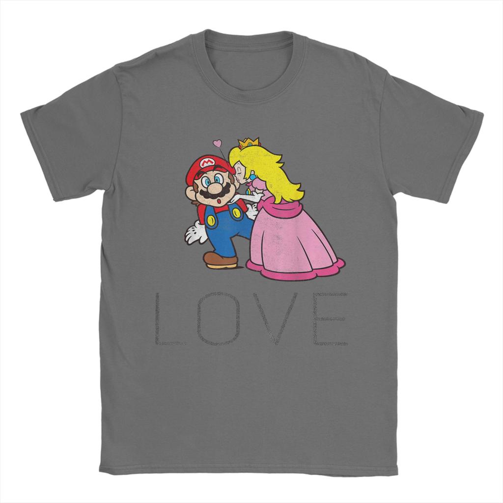 Unisex Super Marios Princess Peach Kiss Love T Shirt  Cotton Tops Vintage Short Sleeve Crewneck Tee Shirt Big Size TShirt